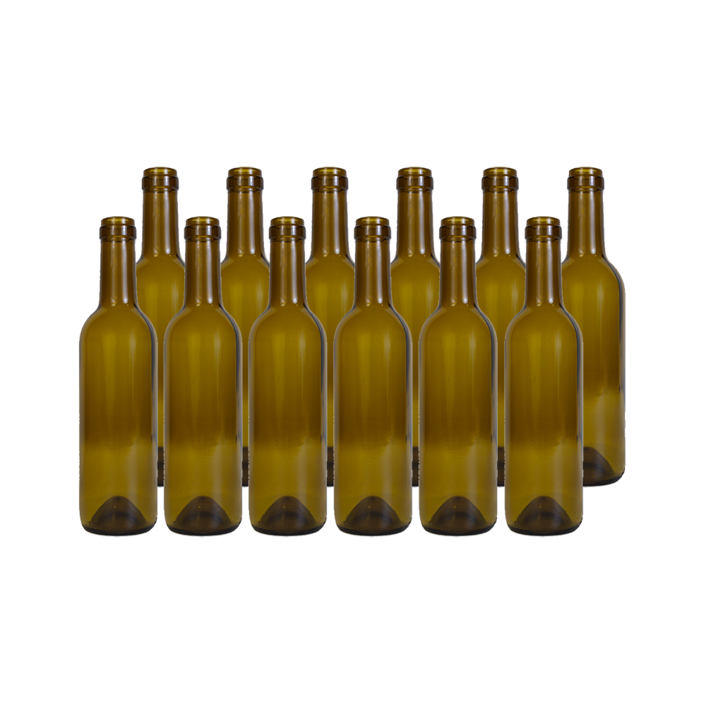 Wine Bottles - Antique Green Punted Cork Top 375ml - Case of 12