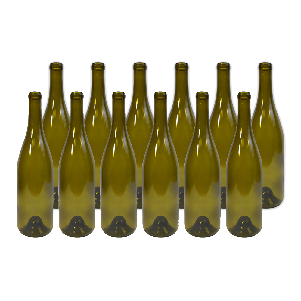 Wine Bottles - Antique Green Punted Cork Top 750ml - Case of 12