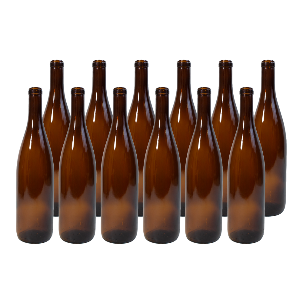 Wine Bottles - Amber Cork Top 750ml - Case of 12