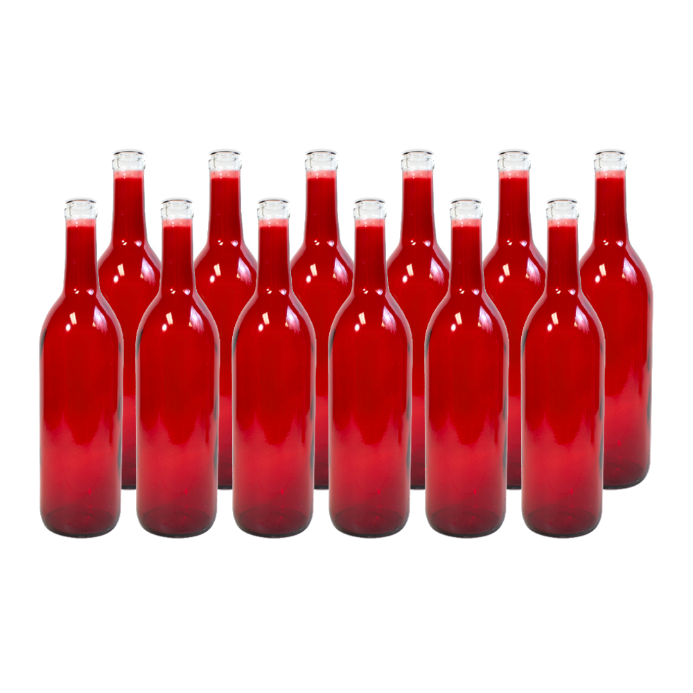 Wine Bottles - Red Cork Top 750ml - Case of 12